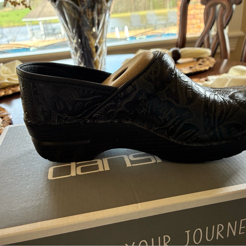 Dansko Professional Black Embossed Leather Clog - Picture 2 of 7